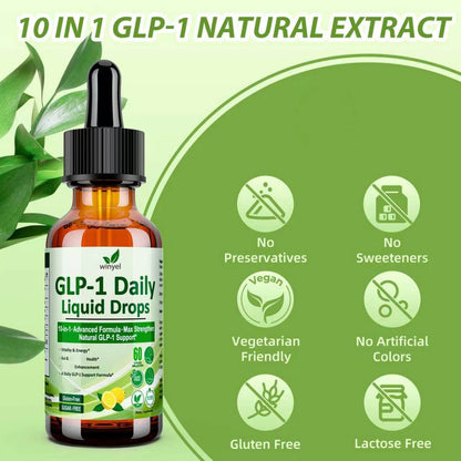 GLP-1 Supplement Liquid Drops W. Berberine Ceylon Cinnamon Green Tea Fiber, 10-in-1 Advanced GLP-1 Oral Drop For Women & Men