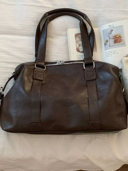 Leather Shoulder Bag with Charm