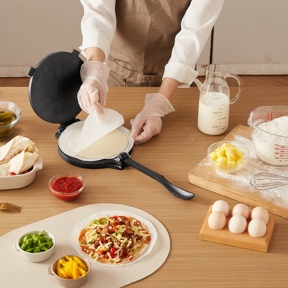 8 Inch Tortilla Press Chapati Maker Roti Dough Maker Heavy Duty Cast Iron