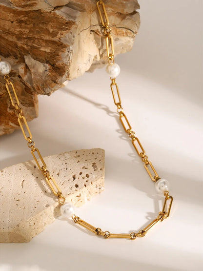 Stainless Steel Pearl Chain Necklace