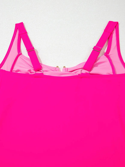 Ruched Tummy Control Tankini 2pcs Swimsuit