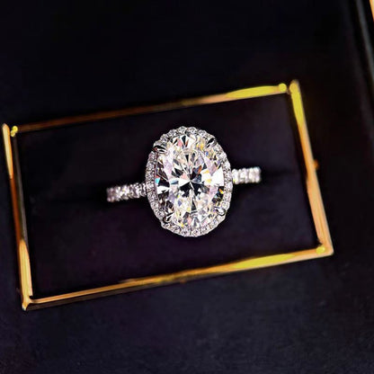 2 Carat Moissanite 925 Sterling Silver Oval Ring
