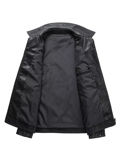 Men's Plus Size Zip Up Leather Jacket