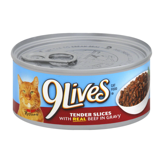 9Lives Hearty Cuts Wet Cat Food with Real Beef & Chicken in Gravy (5.5oz)