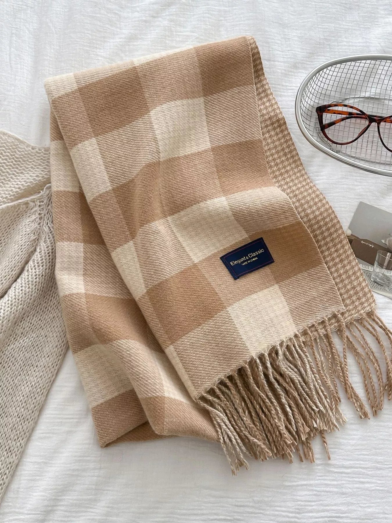 Plaid Tassel Winter Scarf