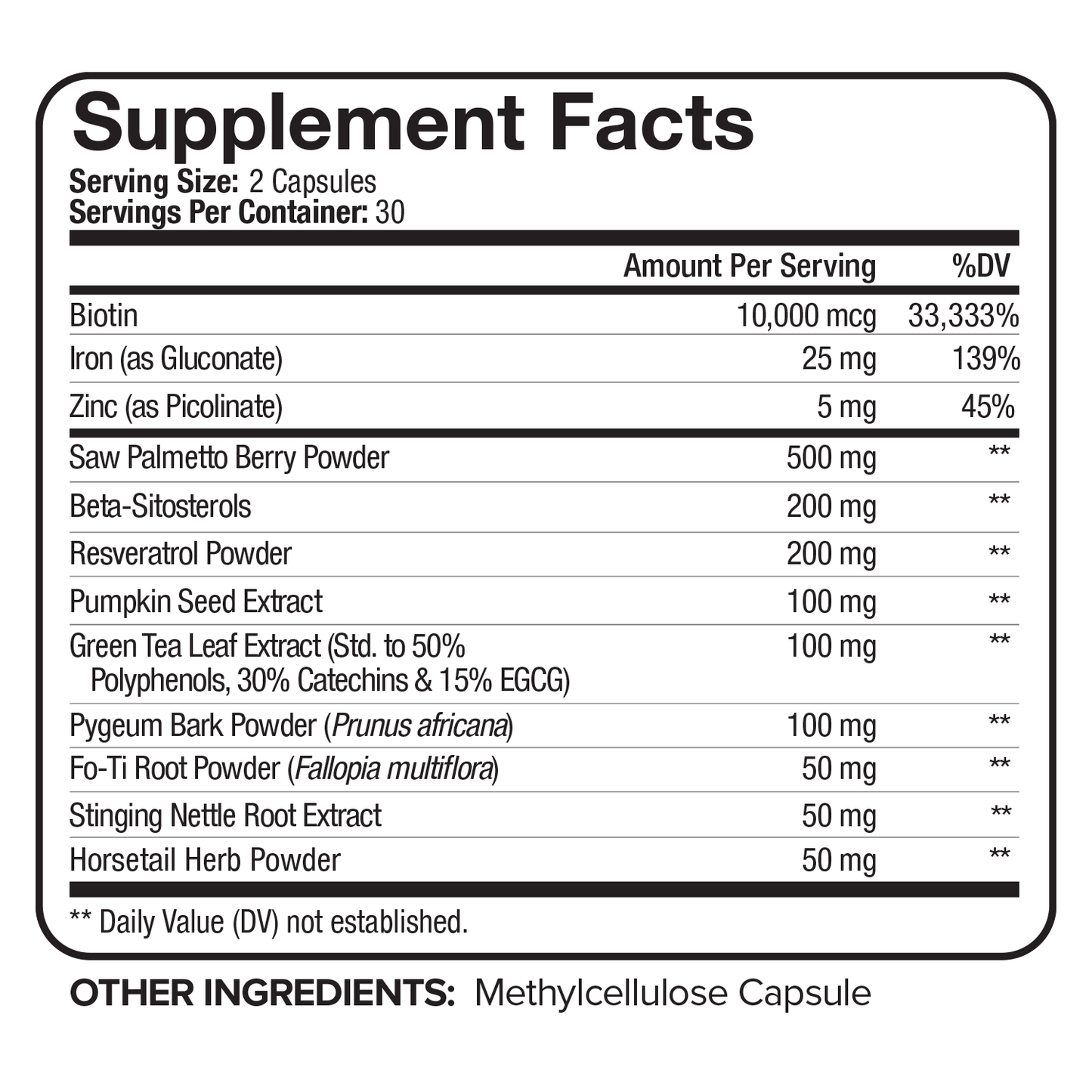 Nutrivein Premium DHT Blocker for Men & Women - with Biotin - 30 Day Supply (60 Caps)