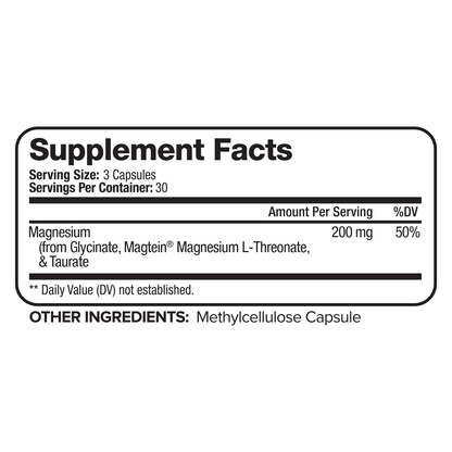 Nutrivein Premium Magtein Magnesium L-Threonate Supplement 2207 mg - 90 Caps (3 a Day)