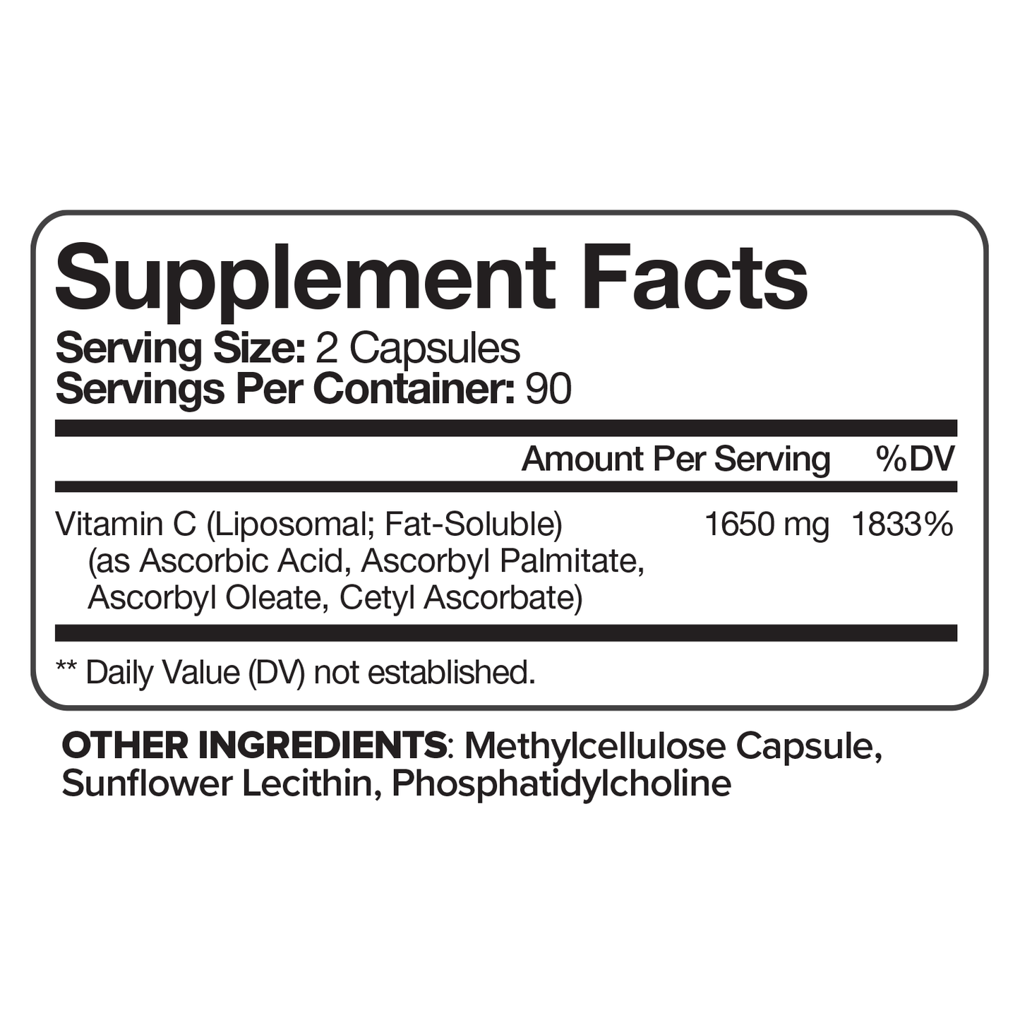Nutrivein Premium Liposomal Vitamin C Supplement 1650mg - 180 Caps