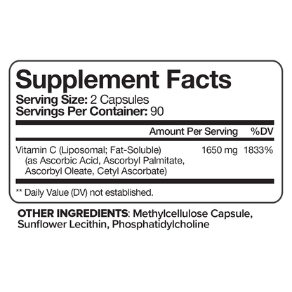Nutrivein Premium Liposomal Vitamin C Supplement 1650mg - 180 Caps
