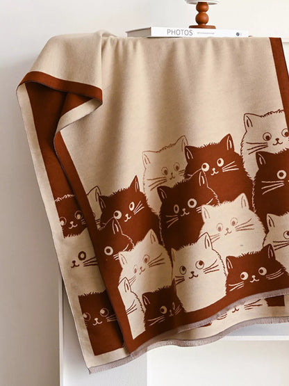 Cute Cat Pattern Knitted Scarf
