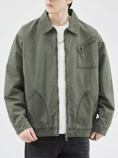 Men's Plus Size Zip Up Long Sleeve Jacket