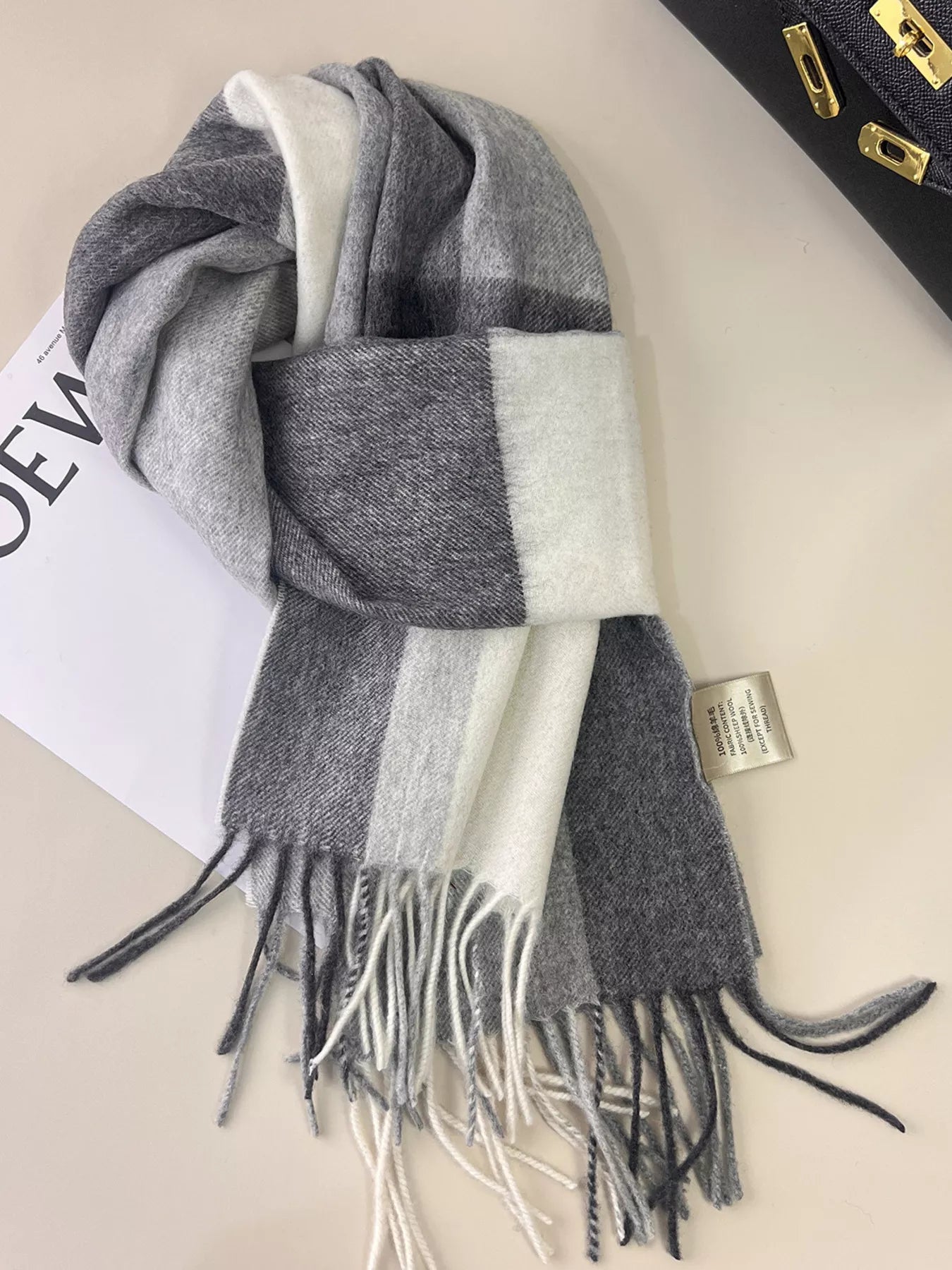 Plaid Fringe Scarf