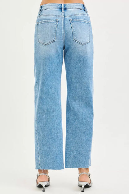 RISEN Full Size Slouchy Cropped Barrel Jeans with Curved Side Seam Plus Size