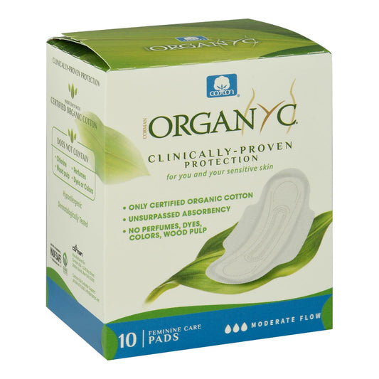 Organyc - Pads Ctn Mdrt Flw W/wng - 1 Each - 10 CT