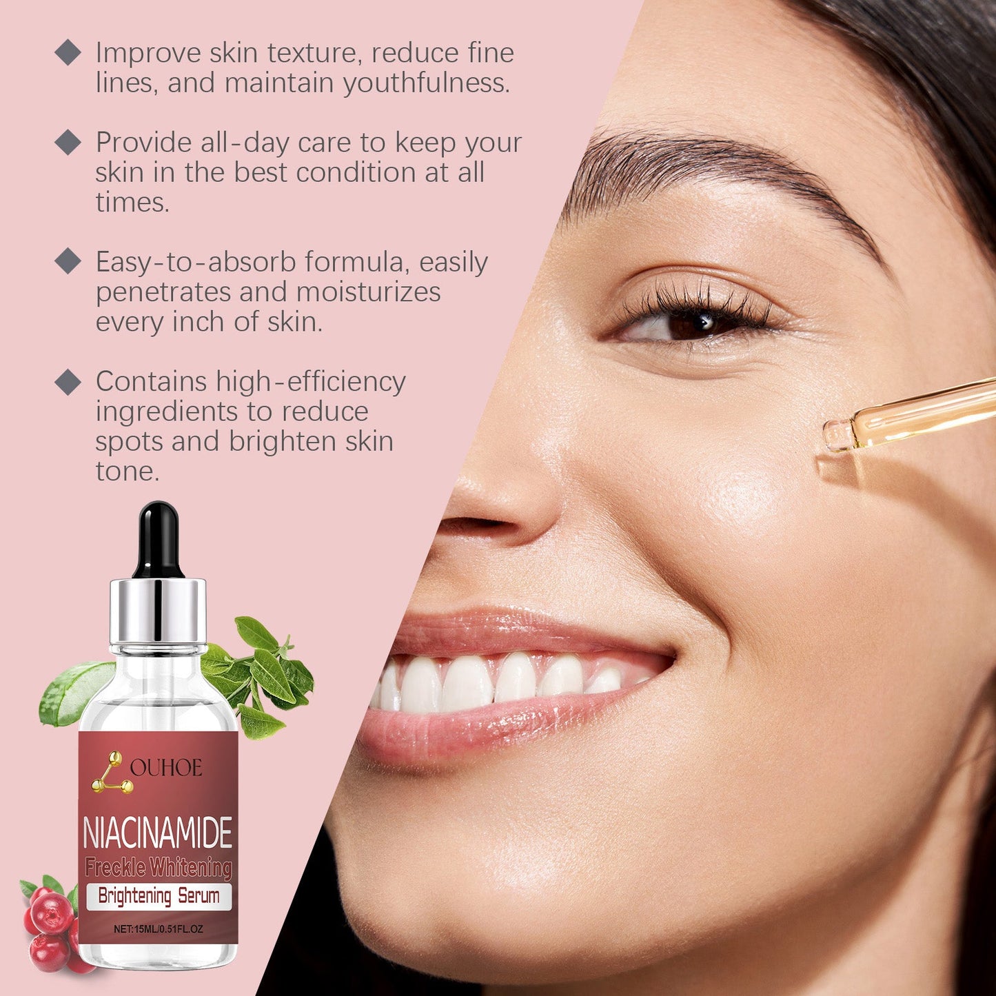 OUHOE Freckle Whitening Brightening Serum, Brightening And Firming Skin Plant Extract