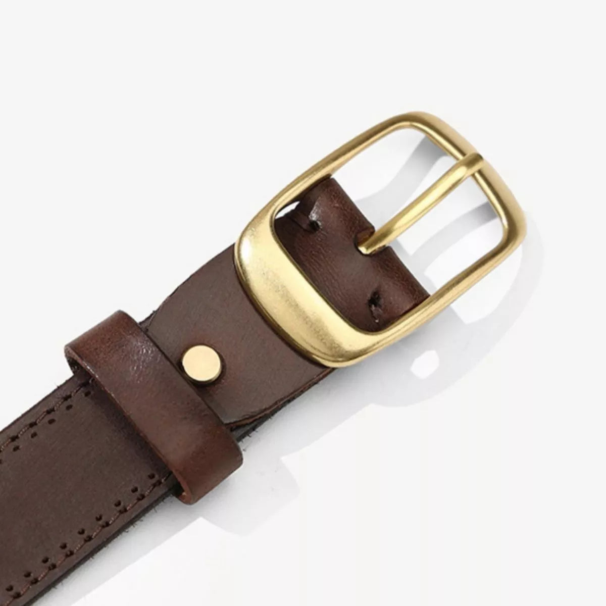 Leather Belt with Golden Buckle