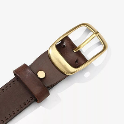 Leather Belt with Golden Buckle
