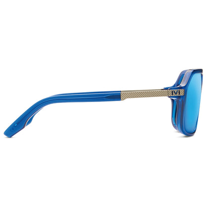 Hunter: Matte Midway Blue - Antique Brass / Pacific Blue Flash Lens