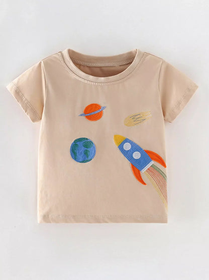 Children's Space Adventure Embroidered T-Shirt