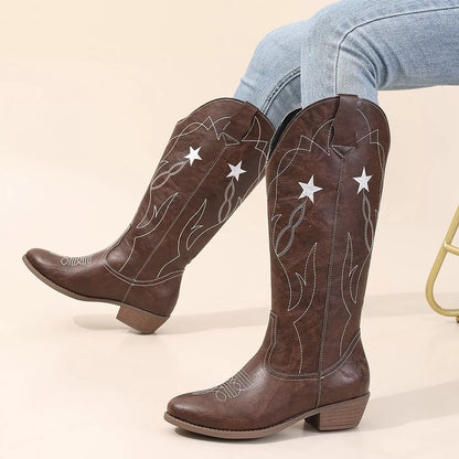Western Star Embroidered Cowboy Boots