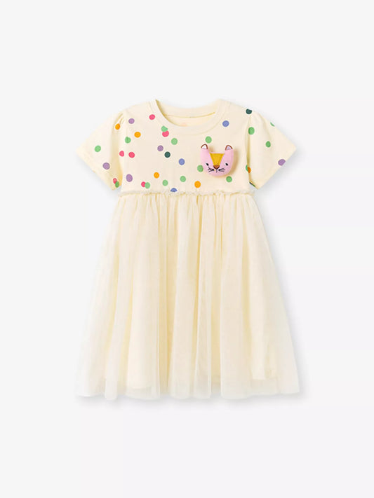 Children's Polka Dot Short Sleeve Tulle Dress