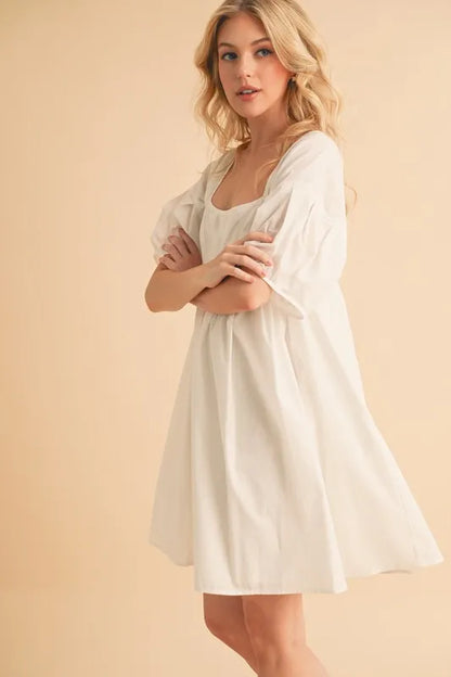 Aemi + Co Square Neck Babydoll Dress with Pockets