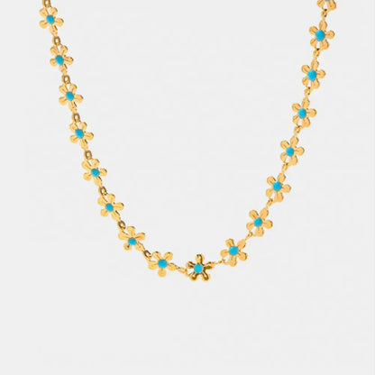 Titanium Steel Drip Oil Flower Necklace