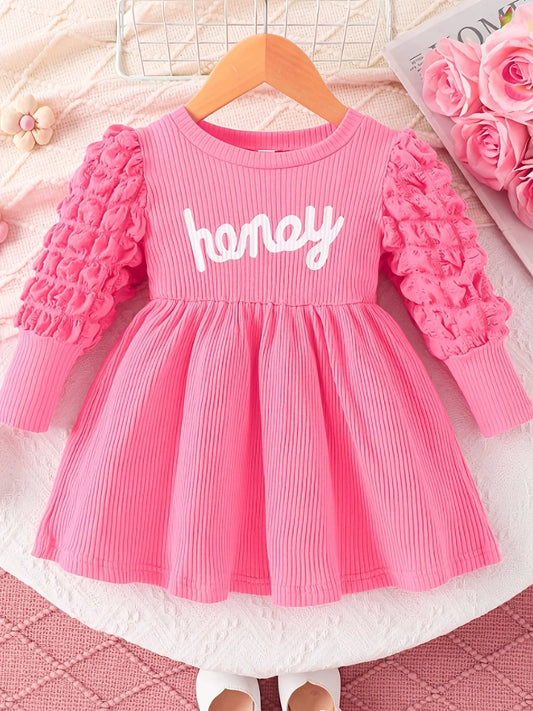 Children's Honey Bubble Texture Sleeve Dress