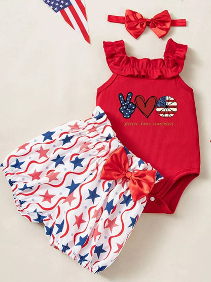 Children's Patriotic Star Print Outfit Set