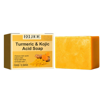 EELHOE Turmeric & Kojic Acid Soap, Gently Clean Face Fade Spots Brighten Skin Tone Moisturize And Moisturize Even Skin Tone