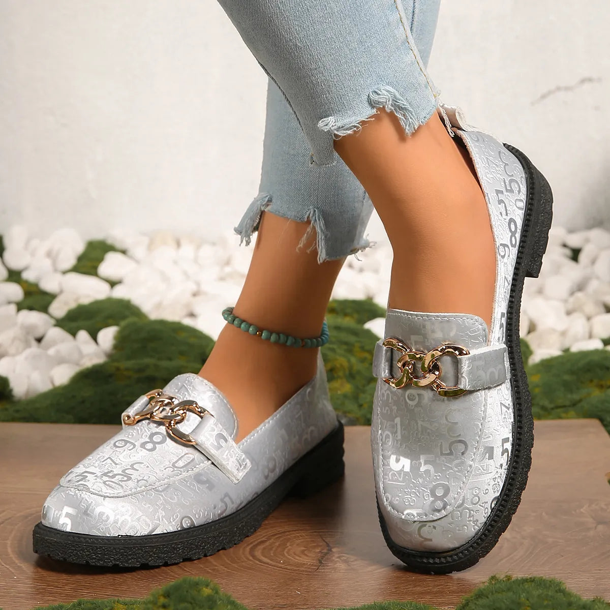 Round Toe Block Heels Loafers