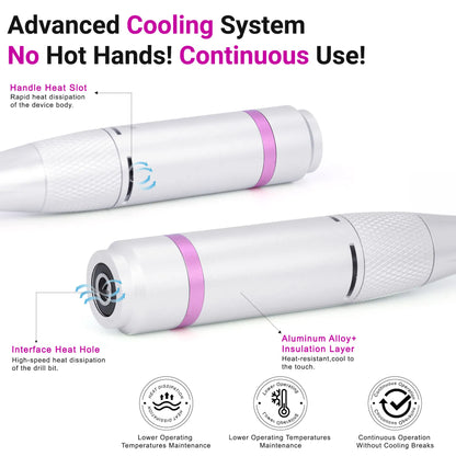Portable Electric Nail Drill 35000RPM Nails Milling Cutter Wireless Pedicure Grinder Rechargeable Nail Drilling Machine Silver