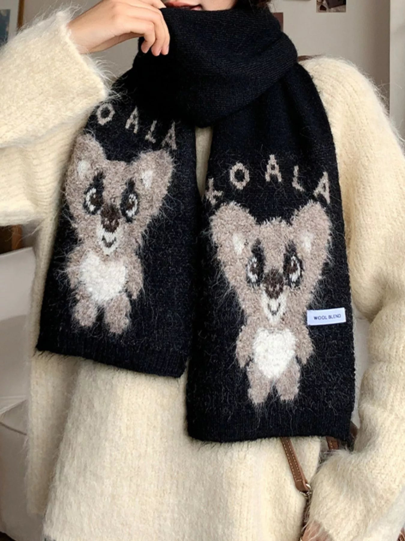 Koala Pattern Winter Scarf