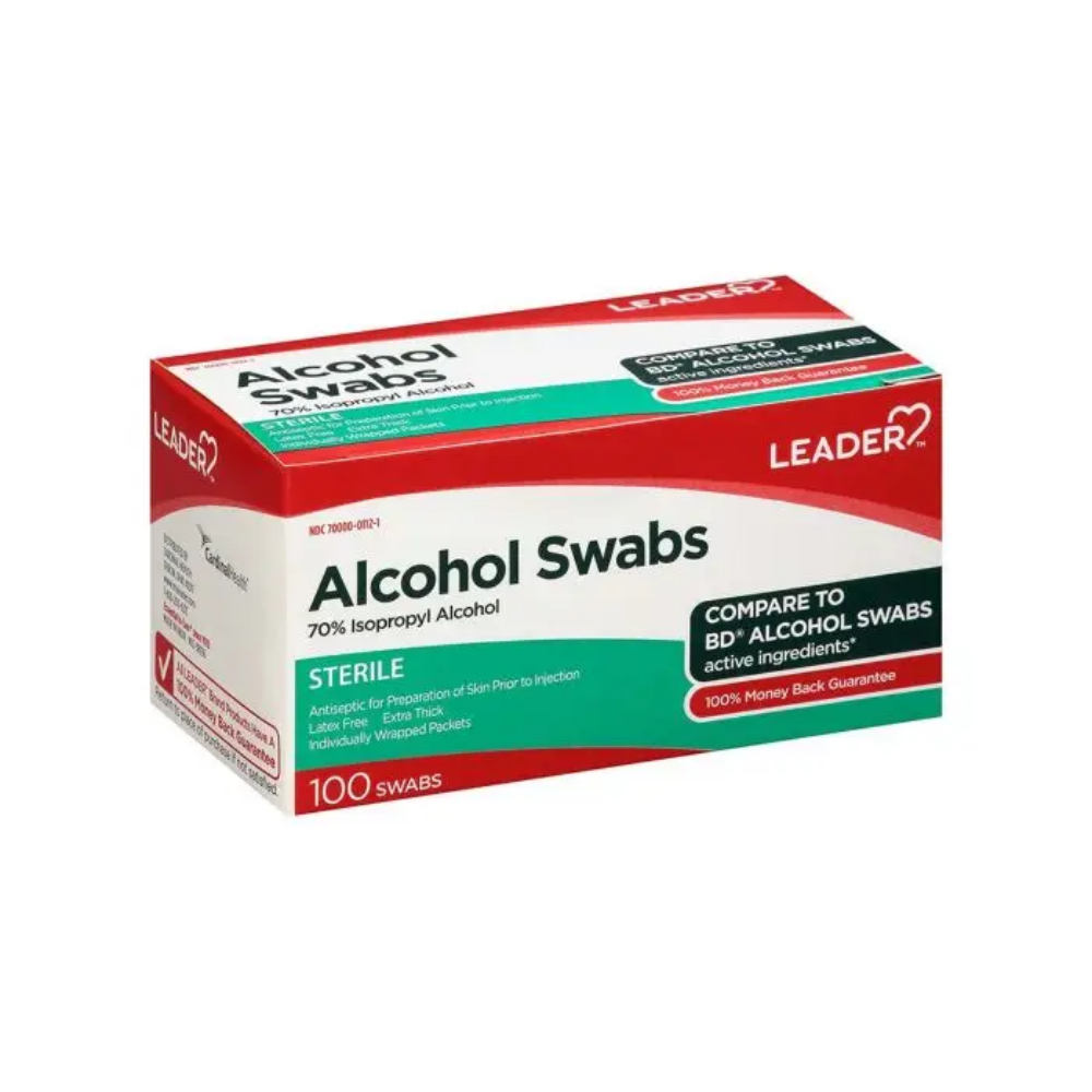 Leader Alcohol Swabs 70% Isopropyl Alcohol (100 ct)