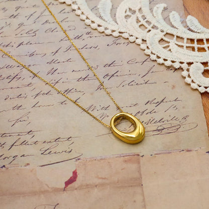 18K Gold-Plated Oval Pendant Necklace