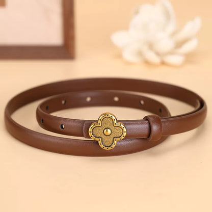 Clover Buckle Leather Belt
