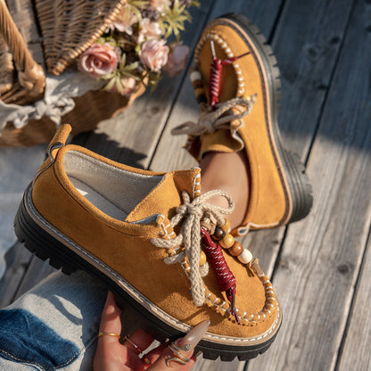 Beaded Lace-Up Loafers