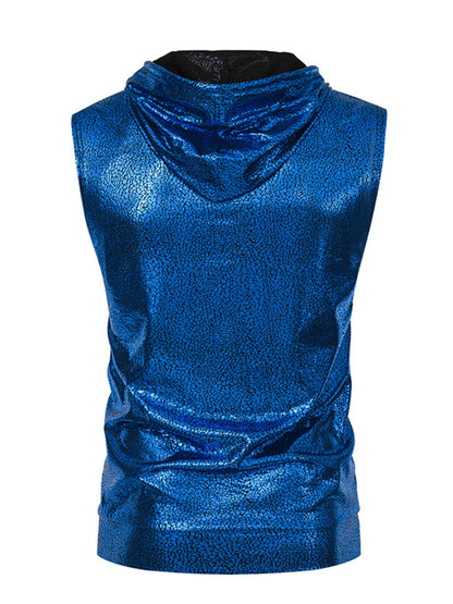 Men's Drawstring Sleeveless Hooded Top