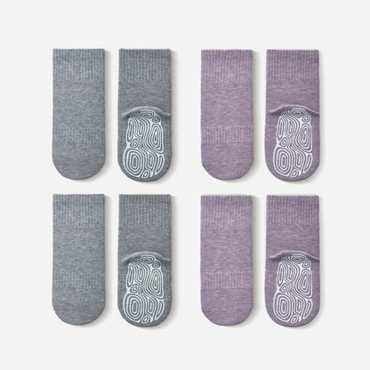 New- Organic Cotton Socks- Lavender & Grey- 4 Pairs of Stay-On Baby & Toddler Non-Slip Socks