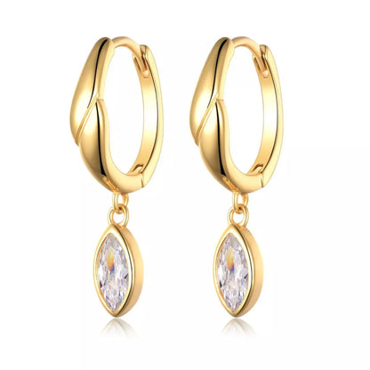 925 Sterling Silver Moissanite Hoop Drop Earrings