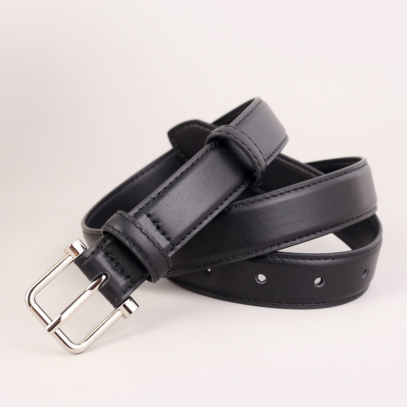 Silver Buckle Leather Belt