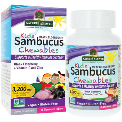 Nature's Answer - Sambucus Chews for Kids, Immune Support, Natural Berry Flavor (45 Count)