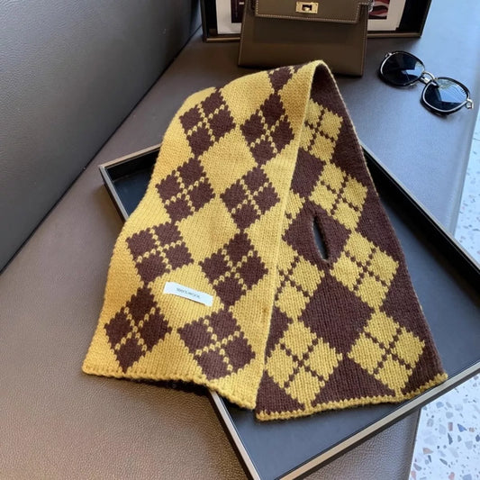 Argyle Pattern Warm Winter Scarf