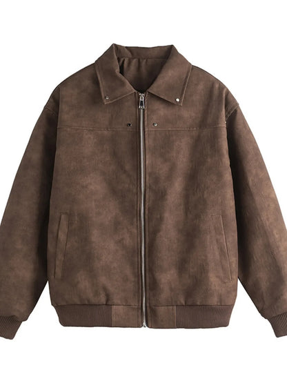 Men's Plus Size Long Sleeve Zip-Up Jacket