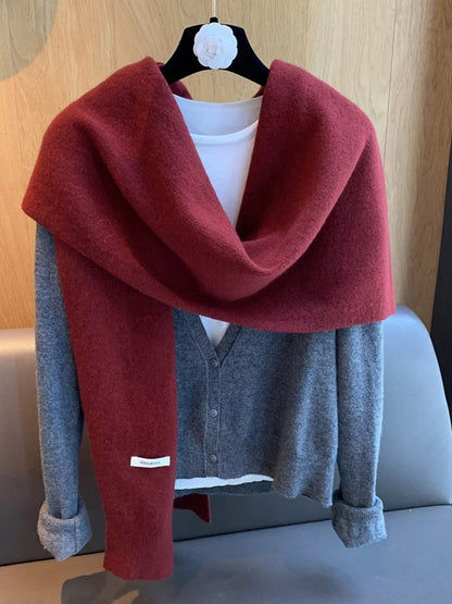 Wool Knitted Asymmetrical Shawl