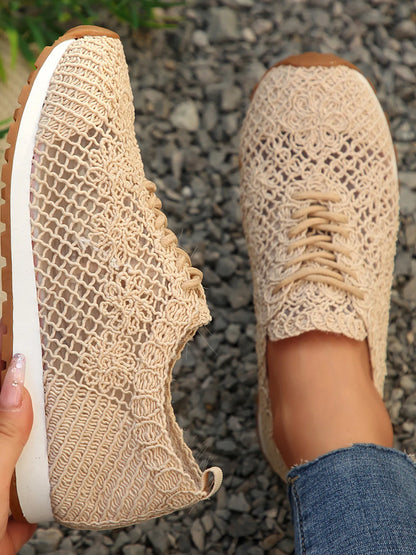 Breathable Mesh Lace-Up Sneakers