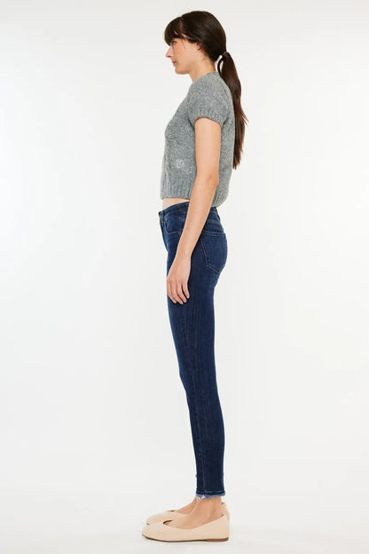 Kancan High-Rise Slim Fit Raw Hem Ankle Jeans