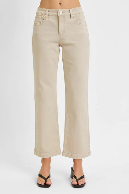 RISEN Full Size Tummy Control Mid Rise Ankle Straight Jeans Plus Size