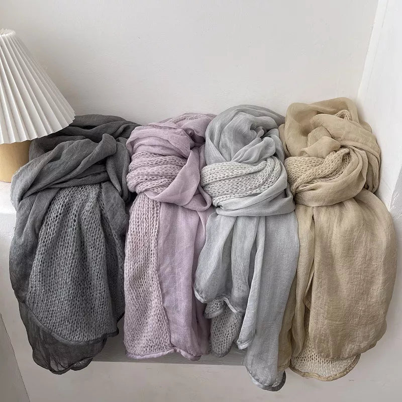 Lightweight Knitted Scarf with Dyed Edges