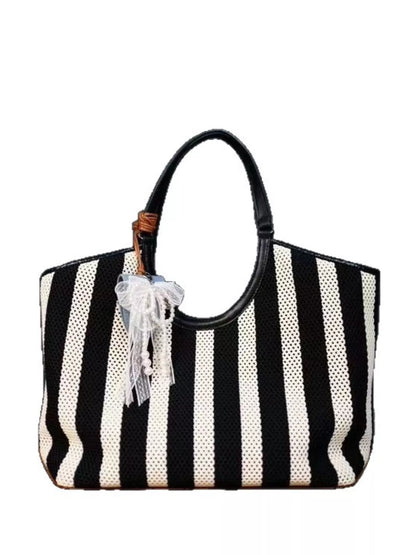 Contrast Striped Tote Bag